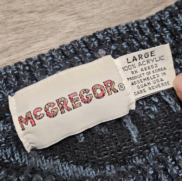 Vintage 90's Ugly Christmas Sweater Blue Geometric Size Large Retro McGregor - Picture 2 of 6